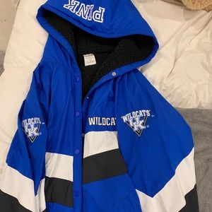 Black white and blue PINK Sherpa jacket